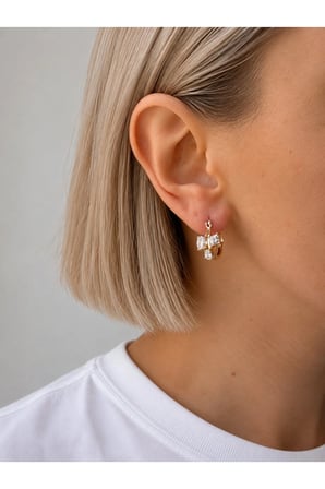 Çelik Rose Gold Serpme Taşlı Zibby Küpe -kararma Yapmaz-