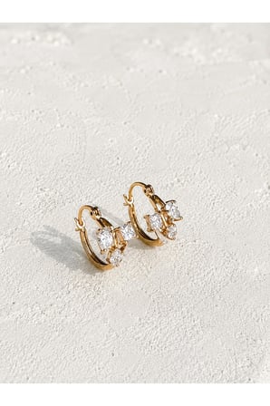Çelik Rose Gold Serpme Taşlı Zibby Küpe -kararma Yapmaz-