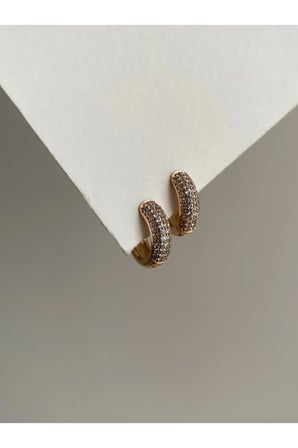 Çelik Rose Gold Sıra Taşlı Missy Küpe -kararma yapmaz-