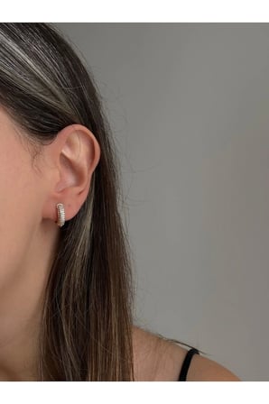 Çelik Rose Gold Sıra Taşlı Missy Küpe -kararma yapmaz-