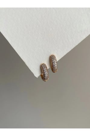 Çelik Rose Gold Sıra Taşlı Missy Küpe -kararma yapmaz-