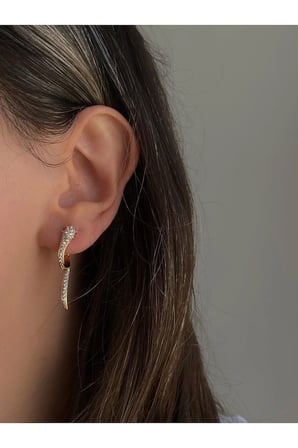 Çelik Rose Gold Kıvrımlı Taşlı Yılan Maureen Küpe -kararma yapmaz-