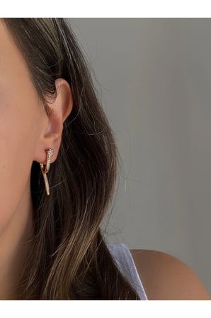 Çelik Rose Gold Kıvrımlı Taşlı Yılan Maureen Küpe -kararma yapmaz-