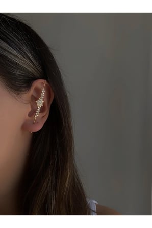 Çelik Rose Gold Taşlı Yıldız İğne Marcella Küpe -kararma yapmaz-