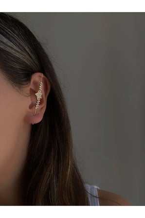 Çelik Rose Gold Taşlı Yıldız İğne Marcella Küpe -kararma yapmaz-