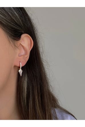 Çelik Rose Gold Pırlanta Kesim Taşlı Diandra Küpe -kararma yapmaz-