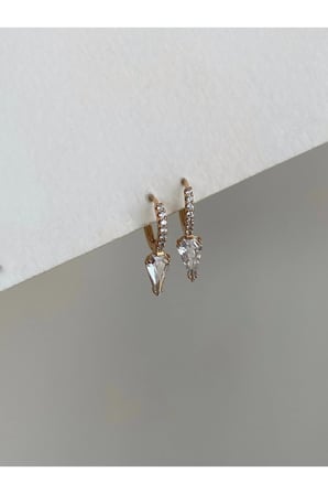 Çelik Rose Gold Pırlanta Kesim Taşlı Diandra Küpe -kararma yapmaz-
