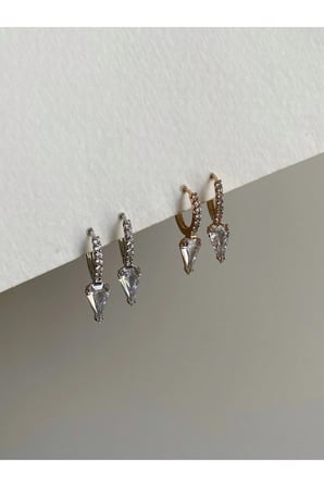 Çelik Rose Gold Pırlanta Kesim Taşlı Diandra Küpe -kararma yapmaz-