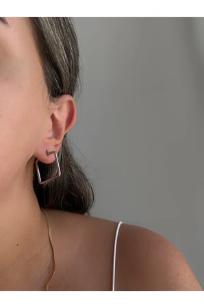 Çelik Silver Basic Kare Küpe -kararma yapmaz-