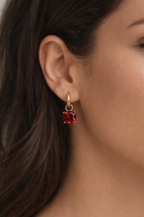 Çelik Rose Gold Bordo Tek Taş Series Lily Küpe -kararma Yapmaz-