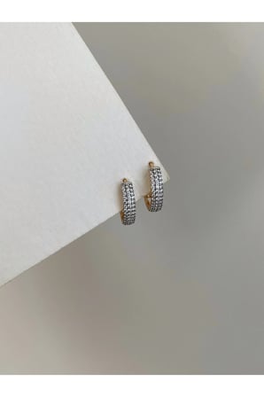 Çelik Rose Gold Sıra Taşlı Halka Sensina Küpe -kararma yapmaz-