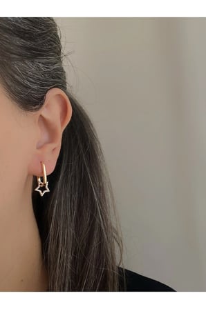 Çelik Rose Gold Sallantılı Yıldız Annetta Küpe -kararma yapmaz-