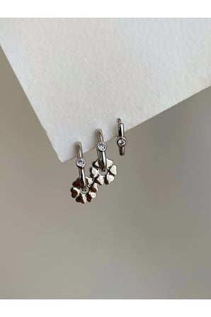 Çelik Silver 3lü Göçmen Küpesi Set -kararma yapmaz-