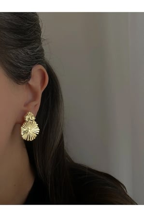 Çelik Gold Vintage Bold Model Lively Küpe -kararma yapmaz-
