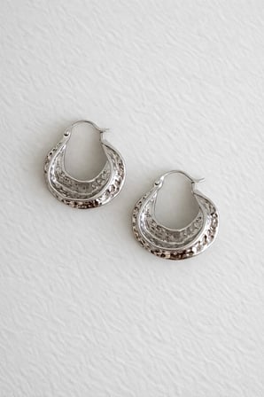 Çelik Silver Vintage Model Darell Halka Küpe -kararma yapmaz-