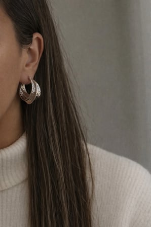 Çelik Silver Vintage Model Darell Halka Küpe -kararma yapmaz-