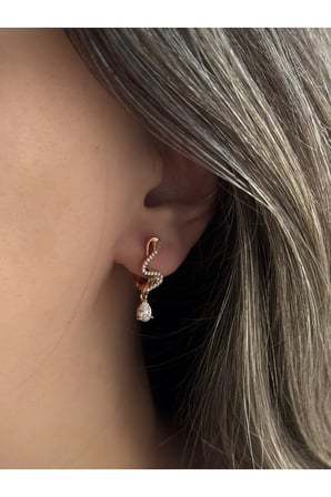 Çelik Rose Gold Taşlı Melisandre Küpe -kararma yapmaz-