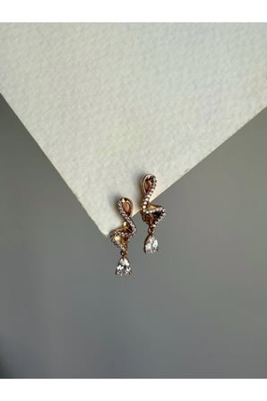 Çelik Rose Gold Taşlı Melisandre Küpe -kararma yapmaz-