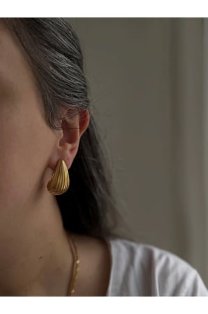 Çelik Gold Bold Damla Altoona Küpe -kararma yapmaz-