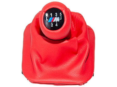 BMW Topuzlu Vites Körüğü E30 -5 İleri- Man.Şanz; Kırmızı Suni Deri -///M- 1983-91