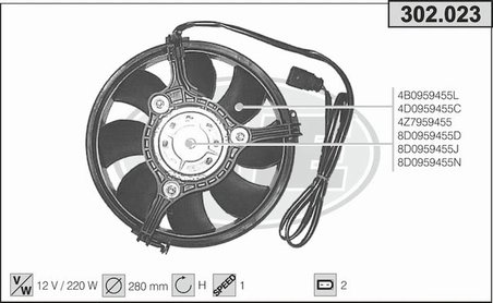 Audi A4 A6 VW PASSAT1.8 1.8 T2.4 2.7 T2.8 1996- FAN Motoru Davlumbazli 280 MM 2 FIS 8 Kanat 1113025-00 Wisco