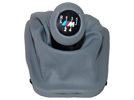 Topuzlu Vites Körüğü E46 -6 İleri- Man.Şanz; Gri Suni Deri -///M-