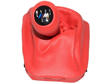 BMW Topuzlu Vites Körüğü E46 -5 İleri- Man.Şanz; Kırmızı Suni Deri -///M-