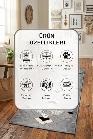 Repato Salon Mutfak Yatak Odası Dijital Baskı Yolluk Halı