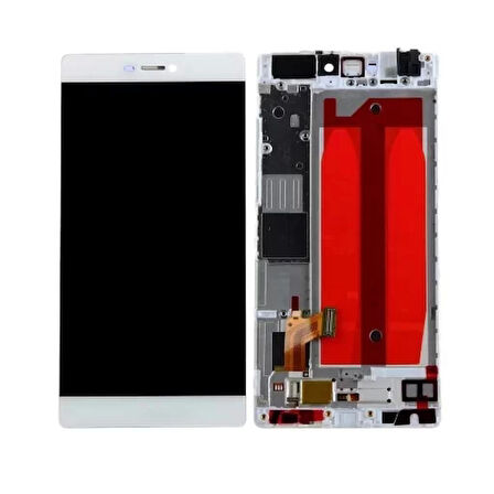 Huawei Uyumlu P8 Lcd Ekran Beyaz Çıtalı