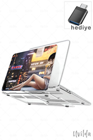 MacBook Pro 14 A3401 A3185 A3112 A2992 A2918 A2779 A2442 uyumlu Japon-21 Msoft Premium UV Çay Kedi ve Kız