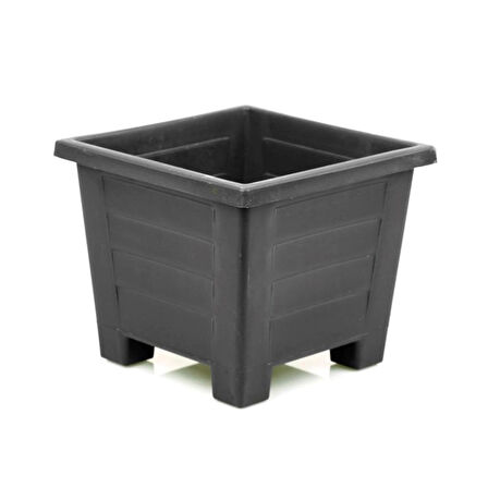 Omnipazar  SY-5848 Dekoratif Plastik Kare Ayaklı Saksı 30 lt Antrasit 6 Adet