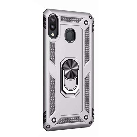 Gpack Samsung Galaxy A20 Kılıf Vega Standlı Yüzüklü MıknatıslıNano Glass