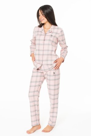 Kadın Uzun Kollu Kareli Gömlek Pijama Takımı S26168 NEFES ALABİLEN KUMAŞ RAHAT KESİM