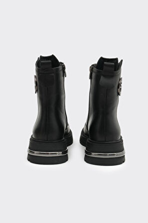 Hakiki Deri Bağcıklı Fermuarlı Kadın Bot