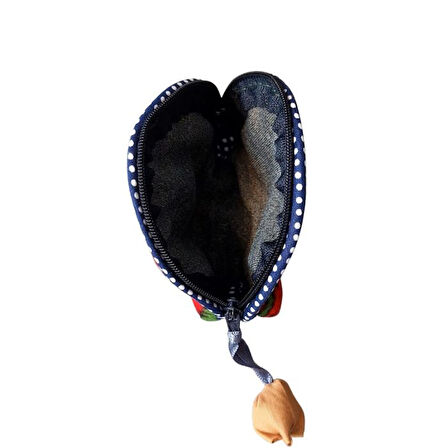 Uretti - Sibel 2453 2902 El Yapımı Pazen Kumaş Kahverengi Süslü Mini Cüzdan