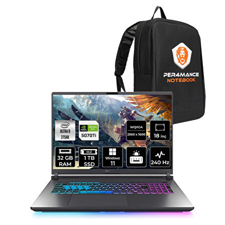Asus ROG Strix G18 Ultra 9 275HX 32GB 1TB SSD RTX5070Ti/12GB 140W 240HZ 18'' 2.5K W11P Gaming Lapt