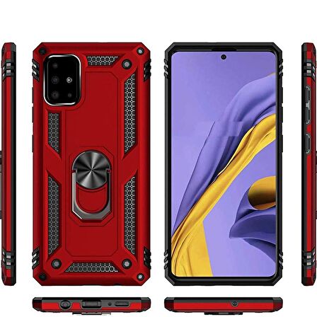 Gpack Samsung Galaxy A71 Kılıf Vega Standlı Yüzüklü Mıknatıslı Silikon