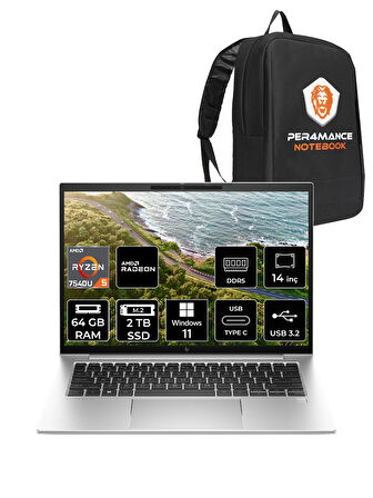 HP EliteBook 845 G10 R5 7540U 64GB DDR5 2TB SSD 14'' WUXGA W11P Dizüstü Bilgisayar & PER4 ÇANTA
