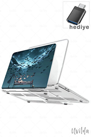 MacBook Pro 14 A3401 A3185 A3112 A2992 A2918 A2779 A2442 uyumlu Nefes-3 TPU Kapak Msoft Gece Balık Rüya