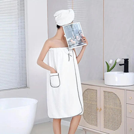 Beyaz Kolsuz Bornoz Standart Boy