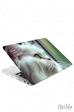 MacBook Air 15 A3114 A2941 uyumlu Nefes-24 Baskılı Msoft Beyaz Pamuk Kedi