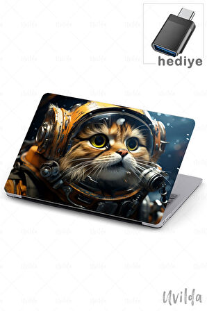 MacBook Air 13.3 A2337 A2179 A1932 uyumlu Nefes-2 PVC Msoft Kapak Astronot Kedi