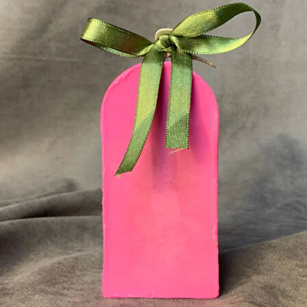 Uretti - Ayşe 7362 - El Yapımı Gökkuşağı Motifli Pembe Renkli Dekoratif Mum - 6 x 12 cm