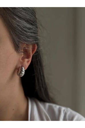Çelik Silver Vintage Model Bold Loosa Küpe -kararma yapmaz-