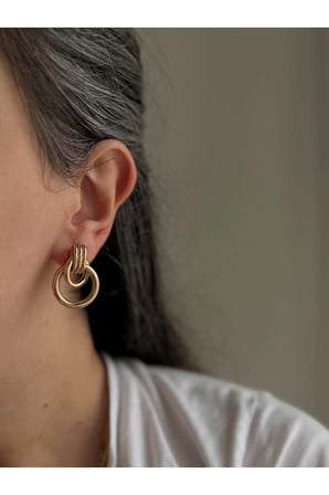 Çelik Rose Gold Vintage Model Chelsea Küpe -kararma yapmaz-