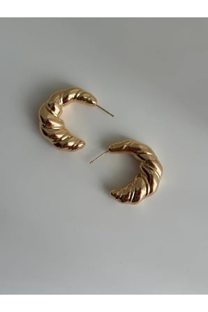 Çelik Rose Gold Vintage Model Burgu Croissant Küpe -kararma yapmaz-