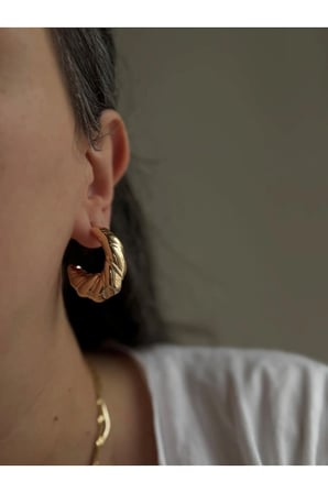Çelik Rose Gold Vintage Model Burgu Croissant Küpe -kararma yapmaz-