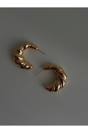 Çelik Rose Gold Vintage Model Burgu Croissant Küpe -kararma yapmaz-