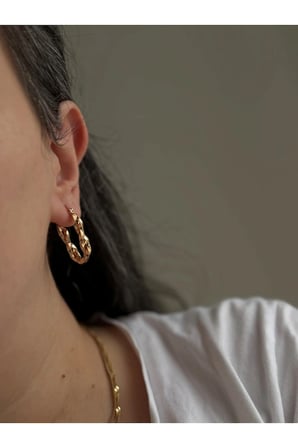 Çelik Rose Gold Burma U Form Elmore Küpe -kararma yapmaz-