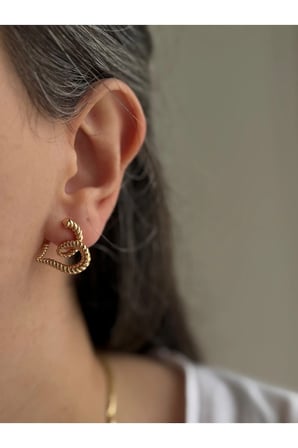 Çelik Rose Gold Kalp Form Tasarım Lynn Küpe -kararma yapmaz-